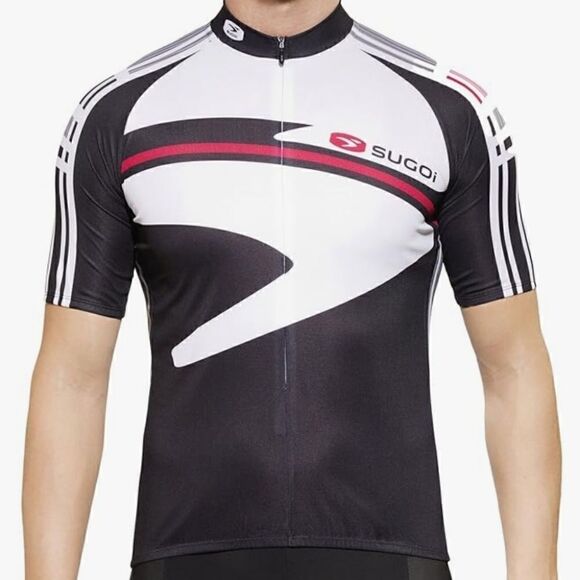 Nwt Sugoi Icon Jersey Cycling Bike Shirt white black red Men's size large - Picture 1 of 12